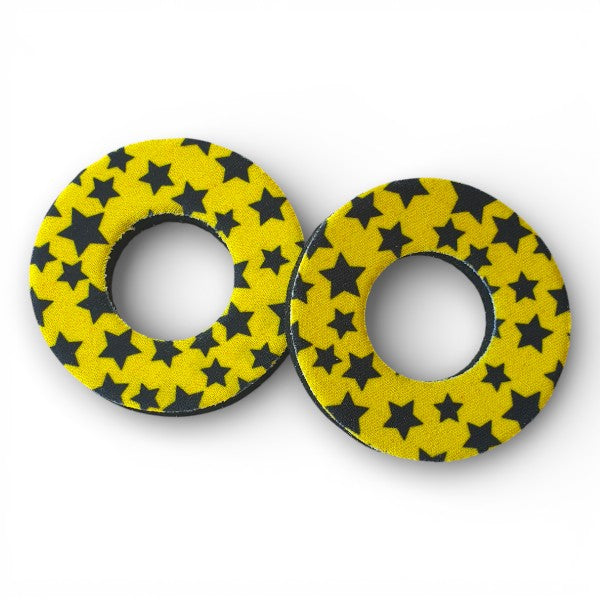 ProBMX Flite Style BMX Bicycle Foam Grip Donuts - Stars Black & Yellow - Pair