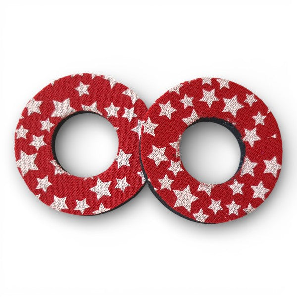 ProBMX Flite Style BMX Bicycle Foam Grip Donuts - Stars Red & White - Pair