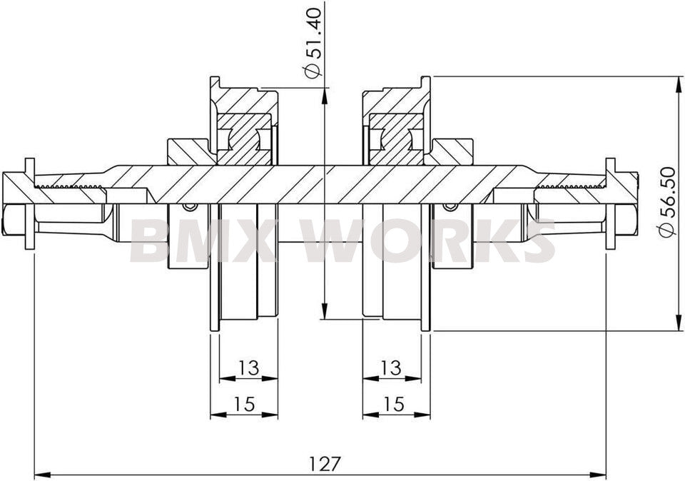 YST American 3 Piece Crank Bottom Bracket Conv Kit Sealed - Dark Blue