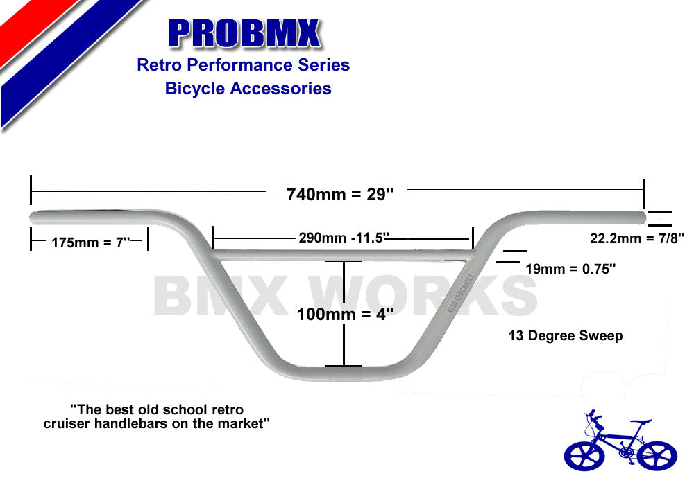 ProBMX Retro Cruiser Handlebars - White