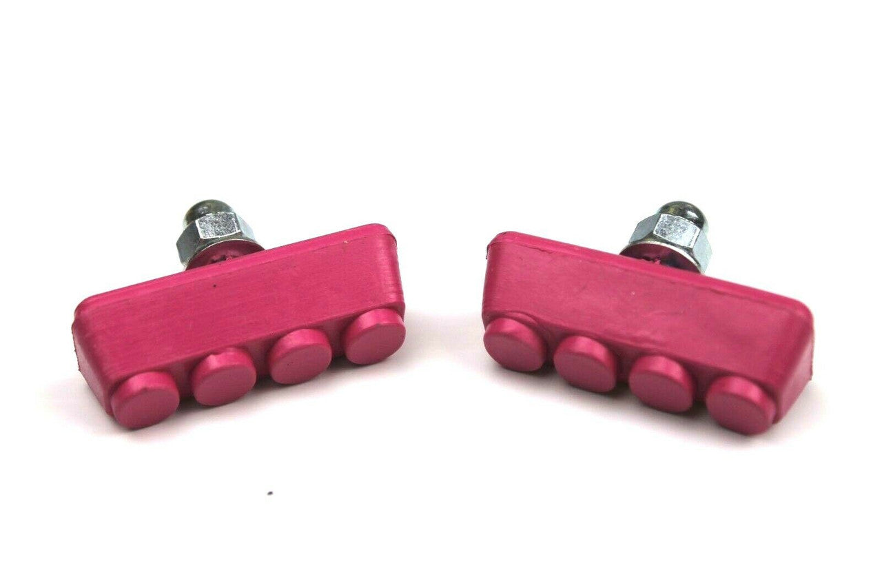 BMX Freestyle or Race Bicycle Brake Pads - Hot Pink Pairs