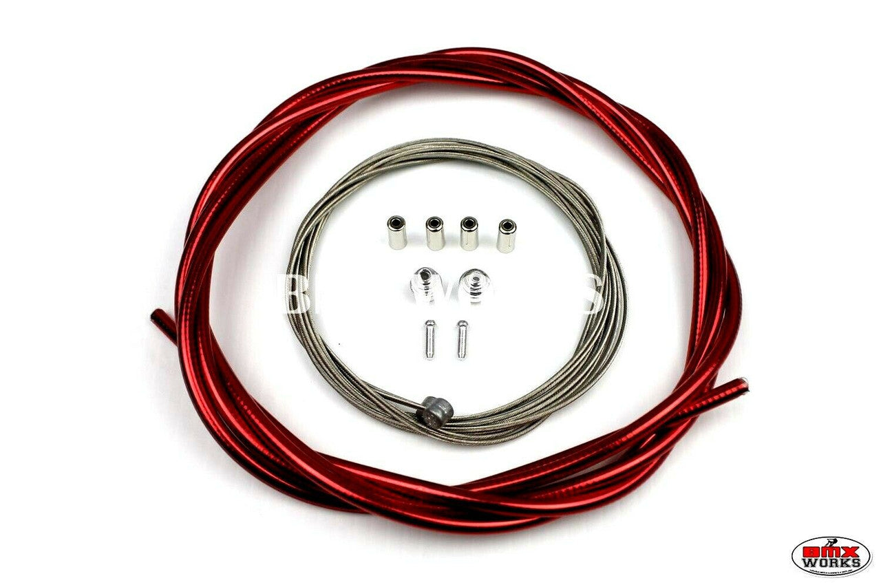 BMX Brake Cable Front & Rear Kit Ano Red