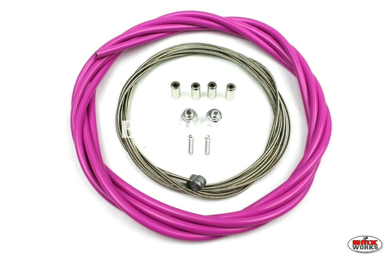 BMX Brake Cable Front & Rear Kit Dark Pink