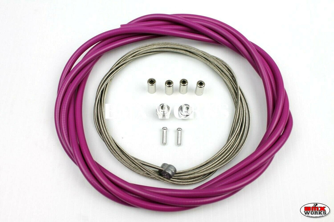 BMX Brake Cable Front & Rear Kit Magenta