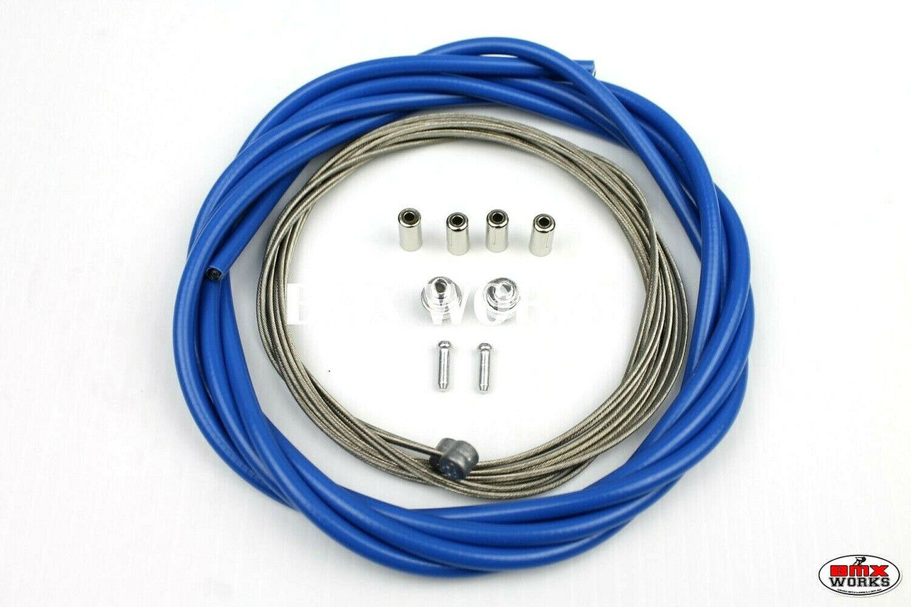 BMX Brake Cable Front & Rear Kit Mid Blue