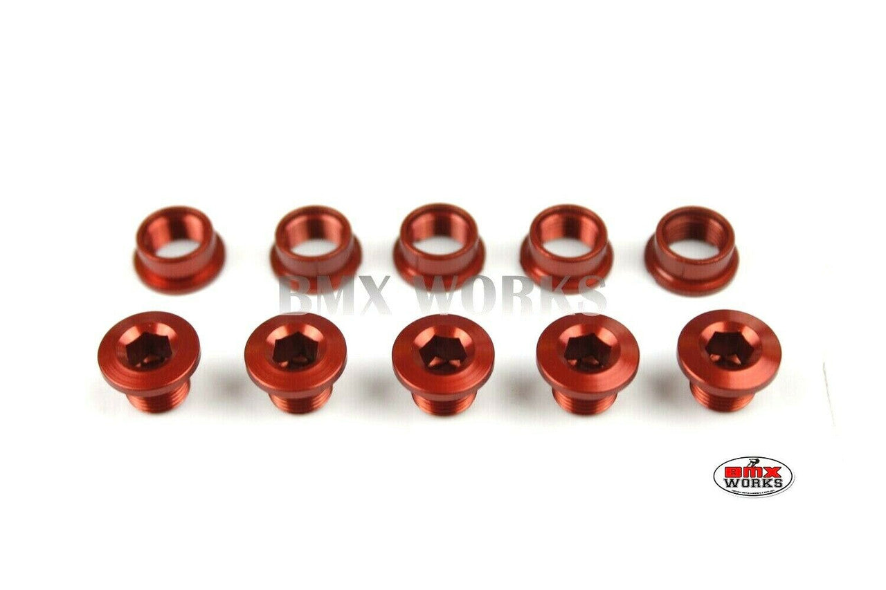 Chainring Bolt Set 5.5mm - Pack of 5 - Red