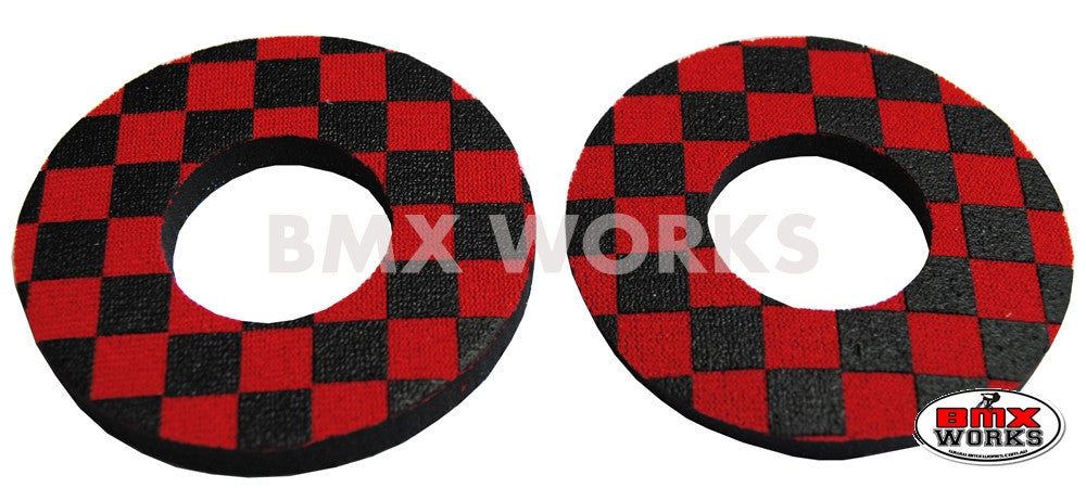 ProBMX Flite Style BMX Bicycle Foam Grip Donuts - Checker Black & Red