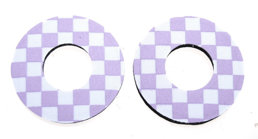 ProBMX Flite Style BMX Bicycle Foam Grip Donuts - Checker Lavender & White