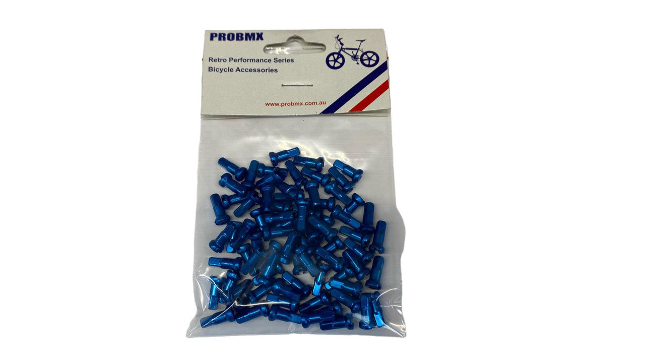 14G x 12mm Aluminium Spoke Nipples Blue - Pack of 75