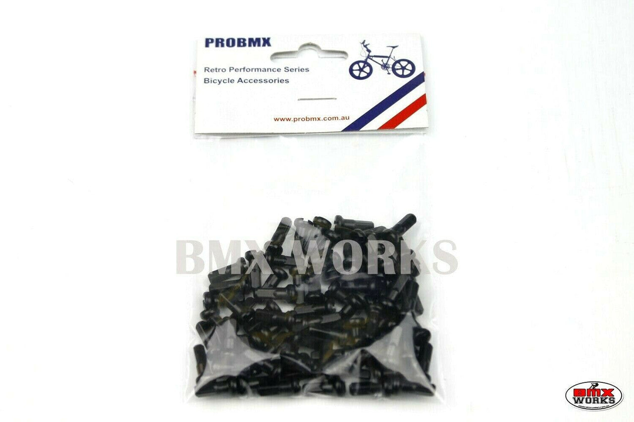 14G x 12mm Brass Spoke Nipples Black - Pack of 75