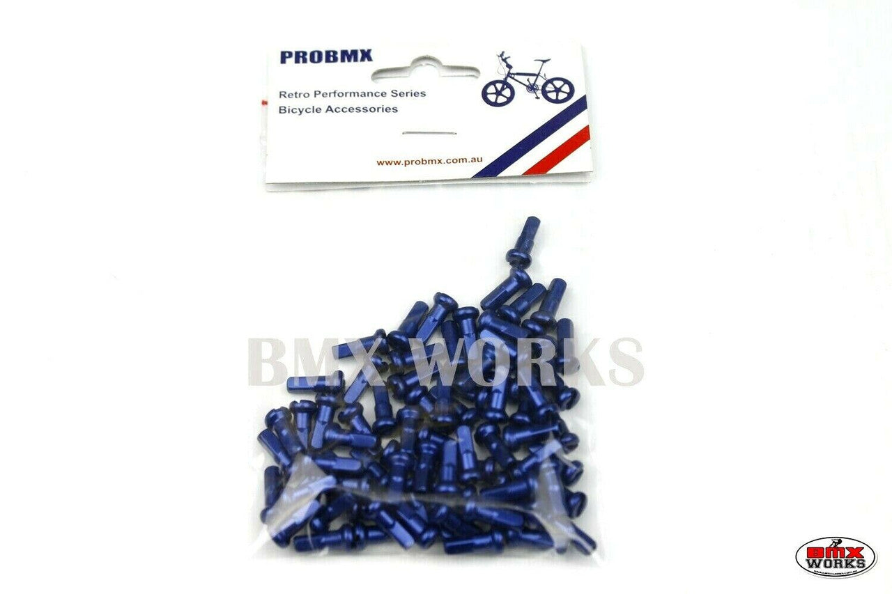 14G x 12mm Aluminium Spoke Nipples Dark Blue - Pack of 75