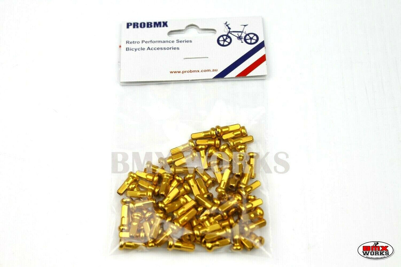 14G x 12mm Aluminium Spoke Nipples Gold - Pack of 75