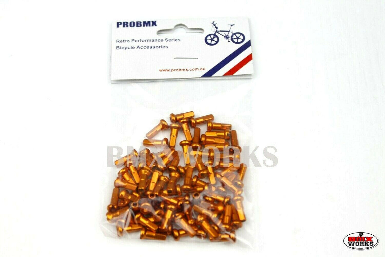 14G x 12mm Aluminium Spoke Nipples Orange - Pack of 75