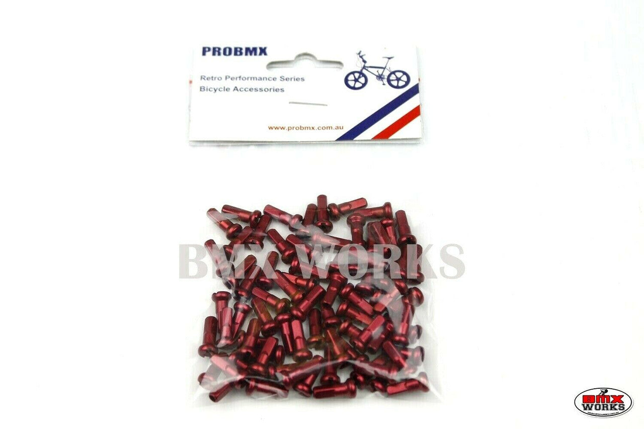 14G x 12mm Aluminium Spoke Nipples Red - Pack of 75