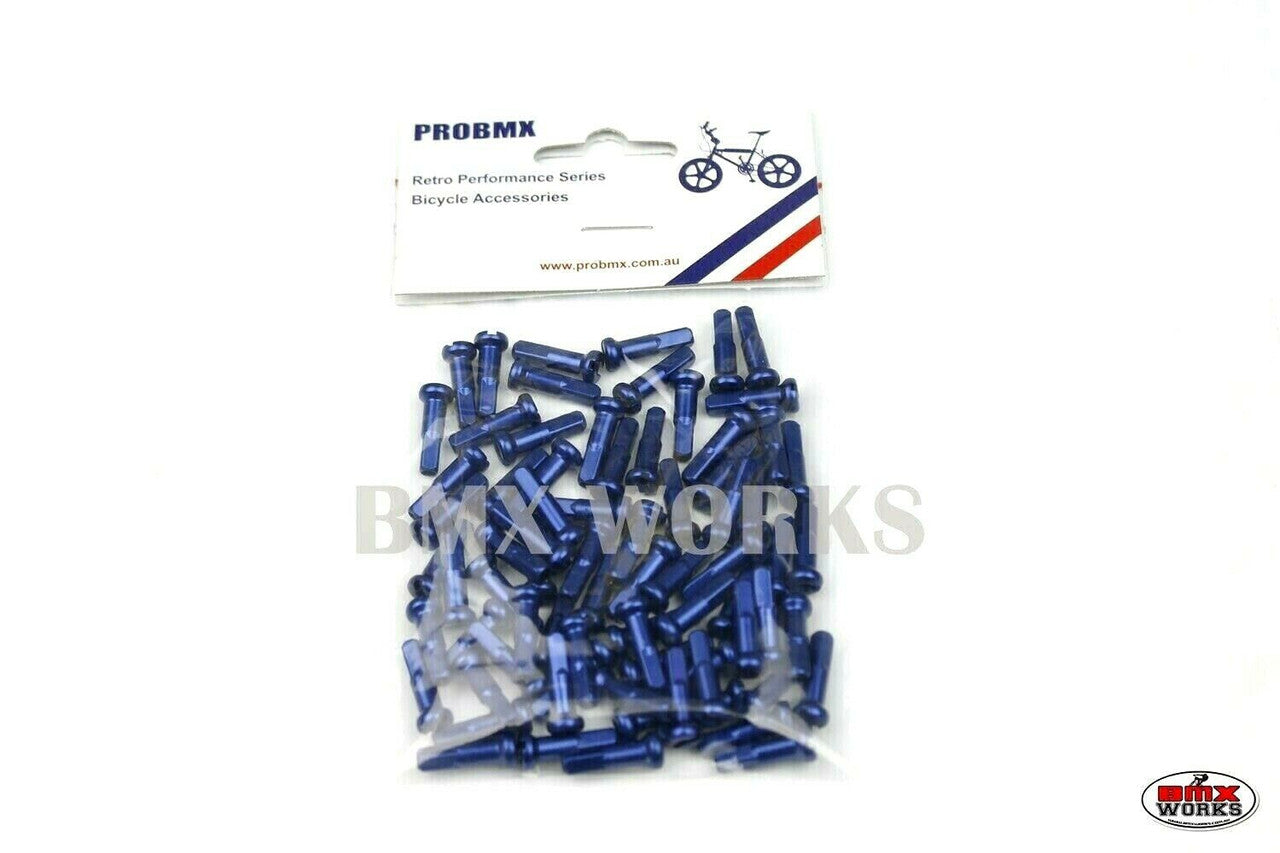 14G x 16mm Aluminium Spoke Nipples Dark Blue - Pack of 75