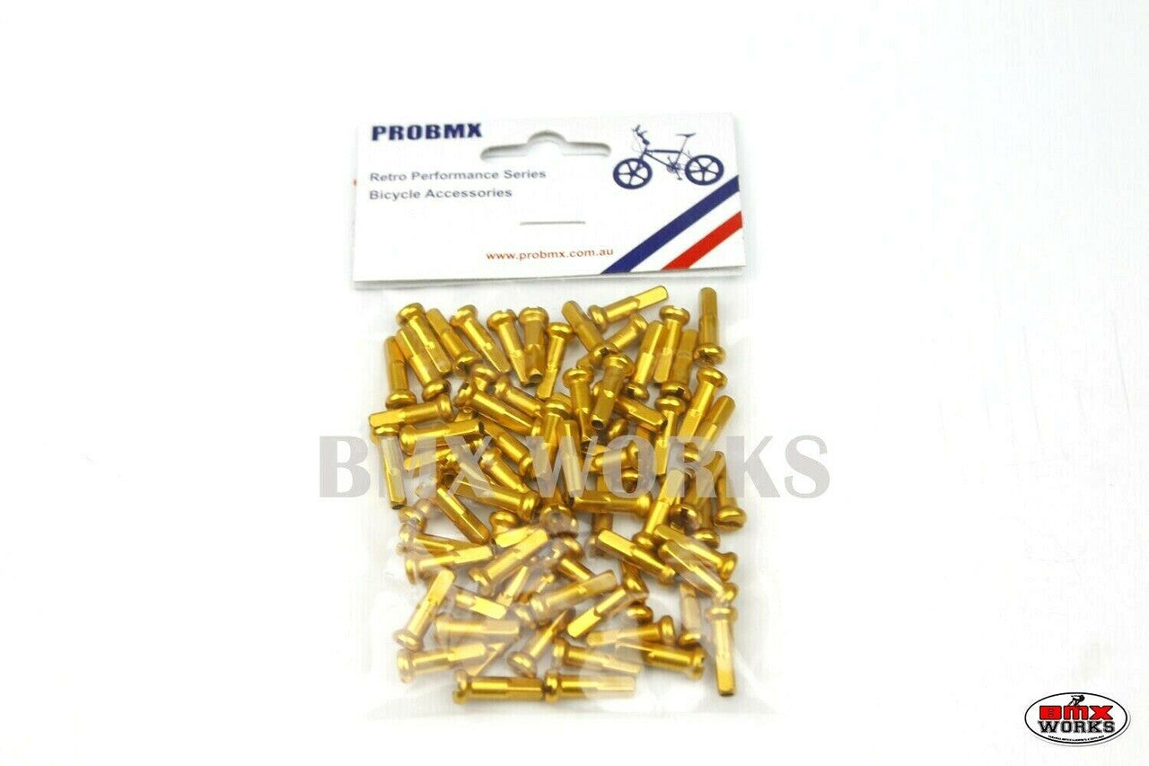 14G x 16mm Aluminium Spoke Nipples Gold - Pack of 75
