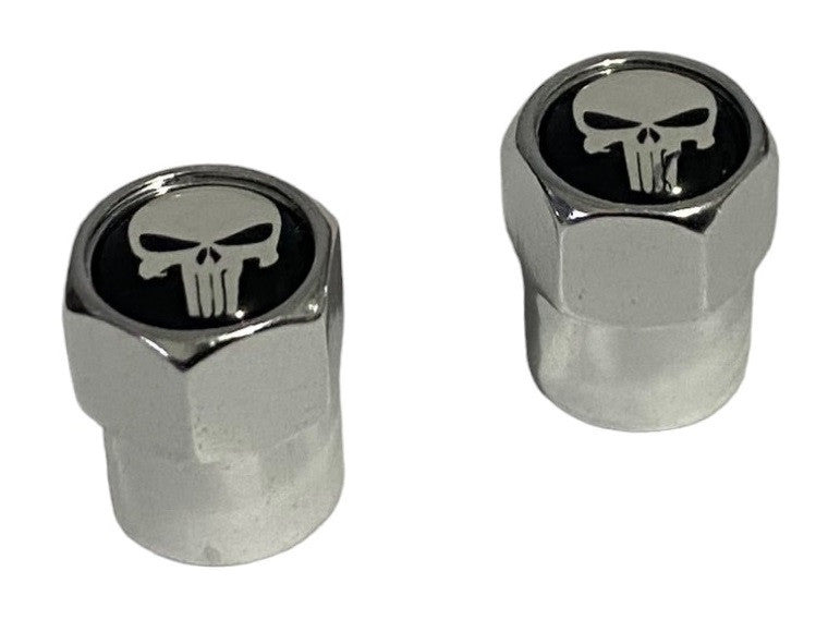 BMX Skeleton Picture Valve Caps Pairs - Silver