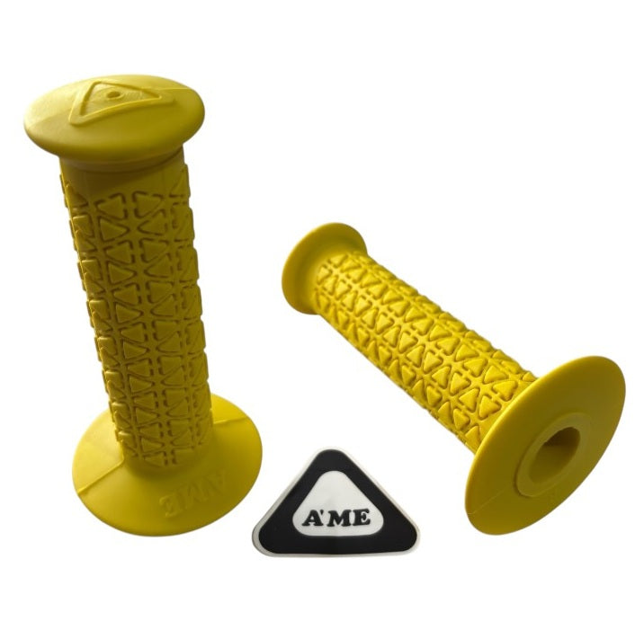AME Grips Limited Edition Bubble Font Round - Yellow - Pair