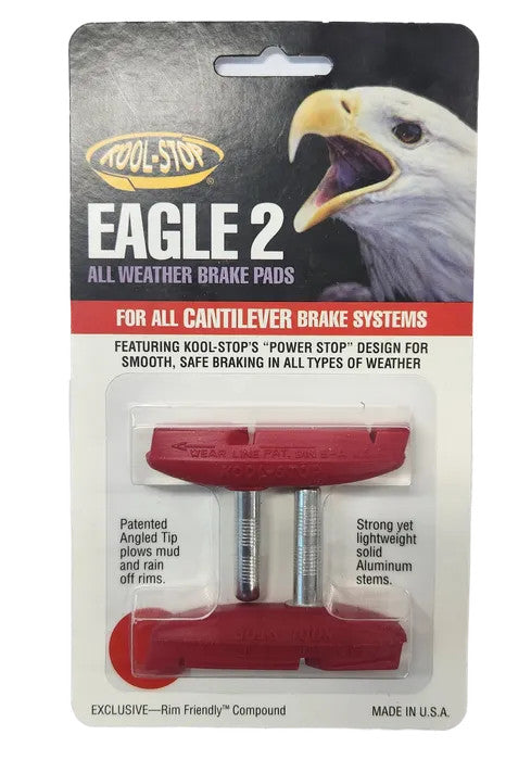 Kool Stop Eagle 2 Cantilever Brake Pads Red - Sold In Pairs