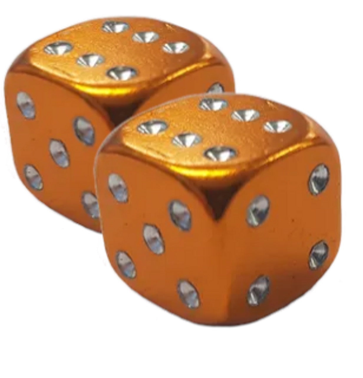 BMX Dice Valve Caps Pairs - Orange Aluminium - Old School BMX