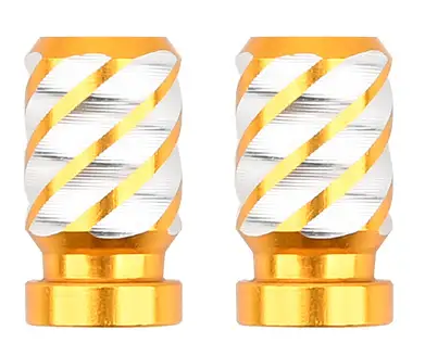BMX Twisted Stripe Valve Caps Pairs - Gold