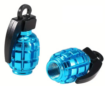 BMX Grenade Valve Caps Pairs - Bright Blue