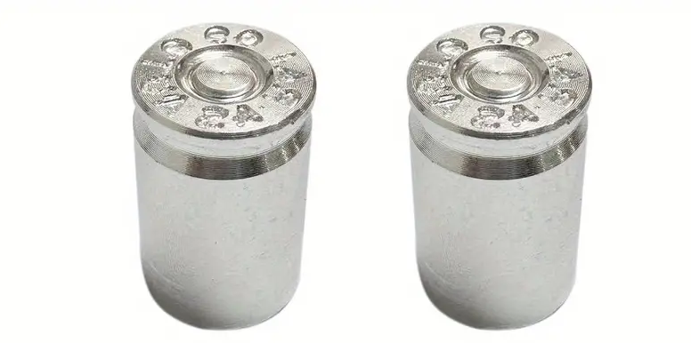 BMX Bullet Shell Casing Valve Caps Pairs - Silver