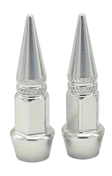 BMX Long Bullet Valve Caps Pairs - Silver