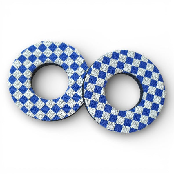 ProBMX Flite Style BMX Bicycle Foam Grip Donuts - Checker Blue & White - Pairs