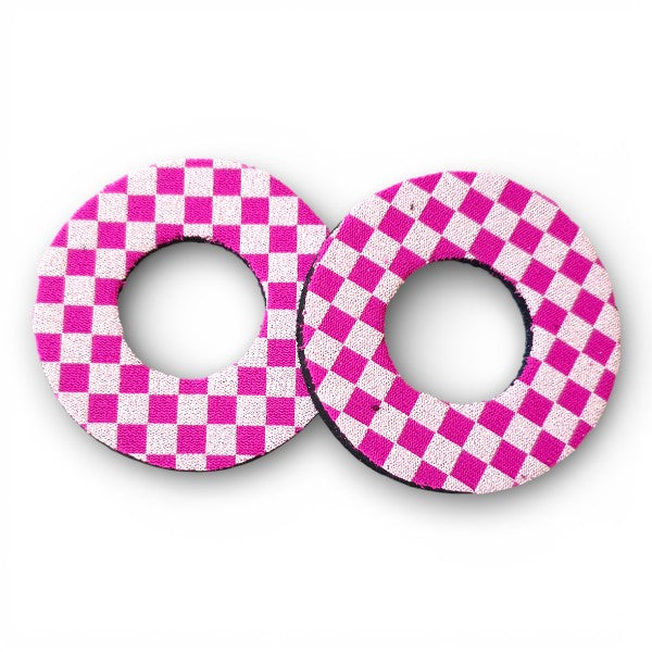 ProBMX Flite Style BMX Bicycle Foam Grip Donuts - Checker Magenta & White - Pair