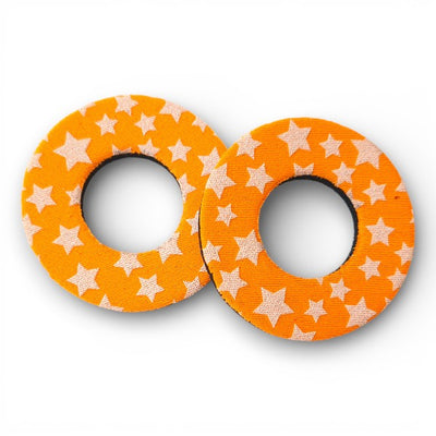 ProBMX Flite Style BMX Bicycle Foam Grip Donuts - Stars Orange & White - Pair