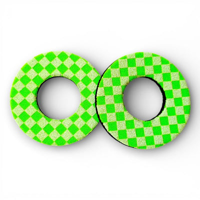 ProBMX Flite Style BMX Bicycle Foam Grip Donuts - Checker Fluro Green & White - Pair