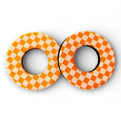 ProBMX Flite Style BMX Bicycle Foam Grip Donuts - Checker Orange & White - Pair