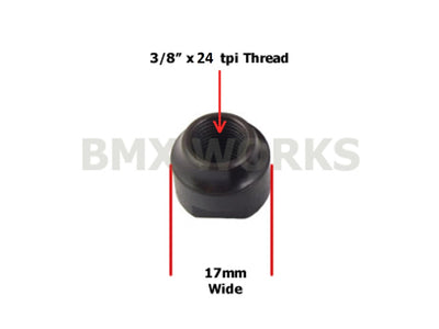 ProBMX Hub Cone 3/8" x 24 tpi x 17mm - Black