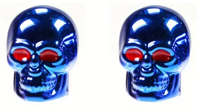 BMX Skeleton Valve Caps Pairs - Dark Blue