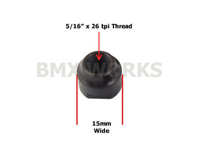ProBMX Hub Cone 5/16" x 26 tpi x 15mm - Black