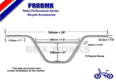 ProBMX Retro Cruiser Handlebars - White