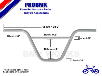 ProBMX Retro BMX Handlebars - White
