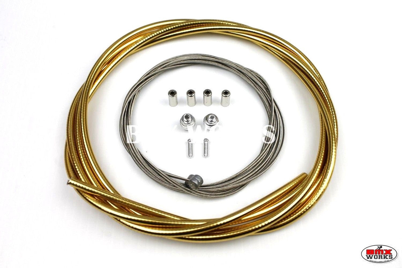 BMX Brake Cable Front & Rear Kit Ano Gold