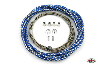 BMX Brake Cable Front & Rear Kit Checker Blue & Chrome