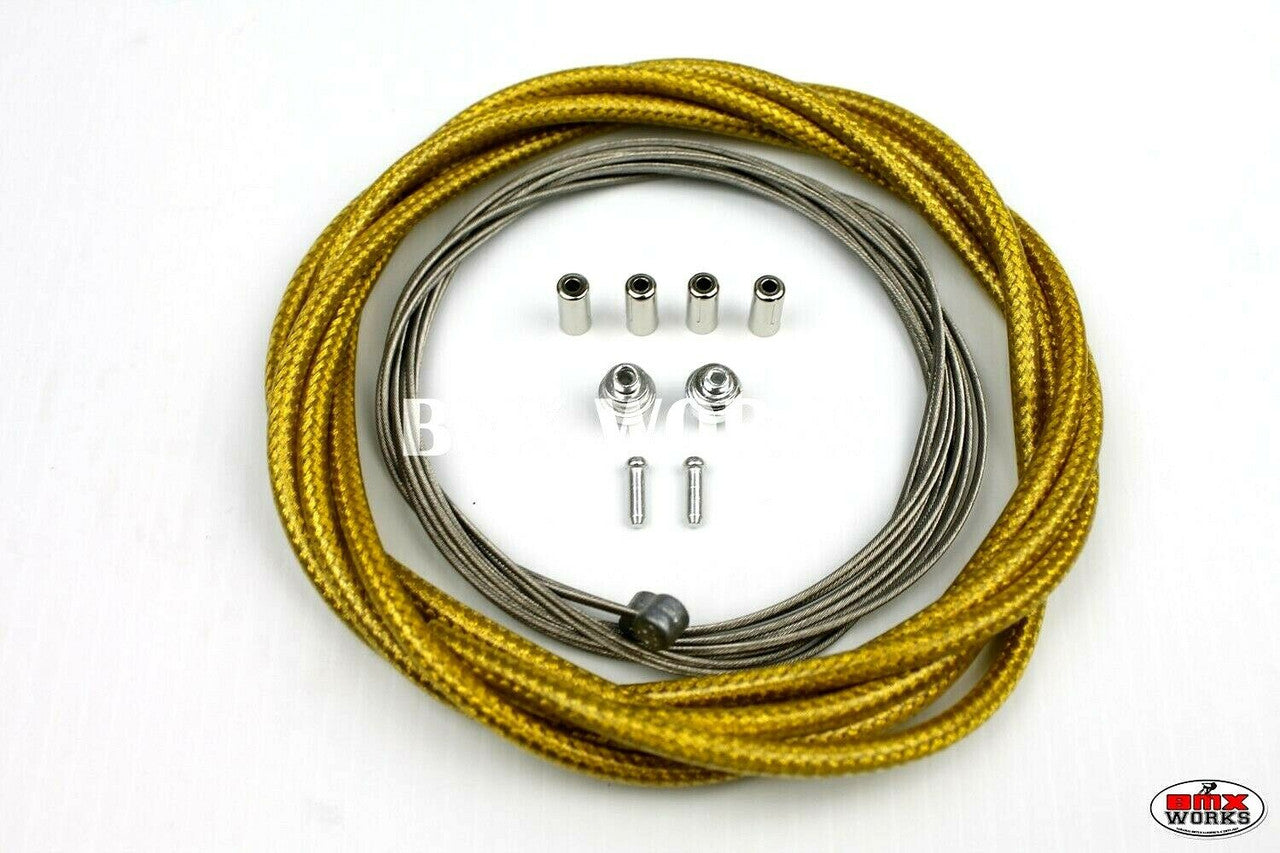 BMX Brake Cable Front & Rear Kit Braided Gold
