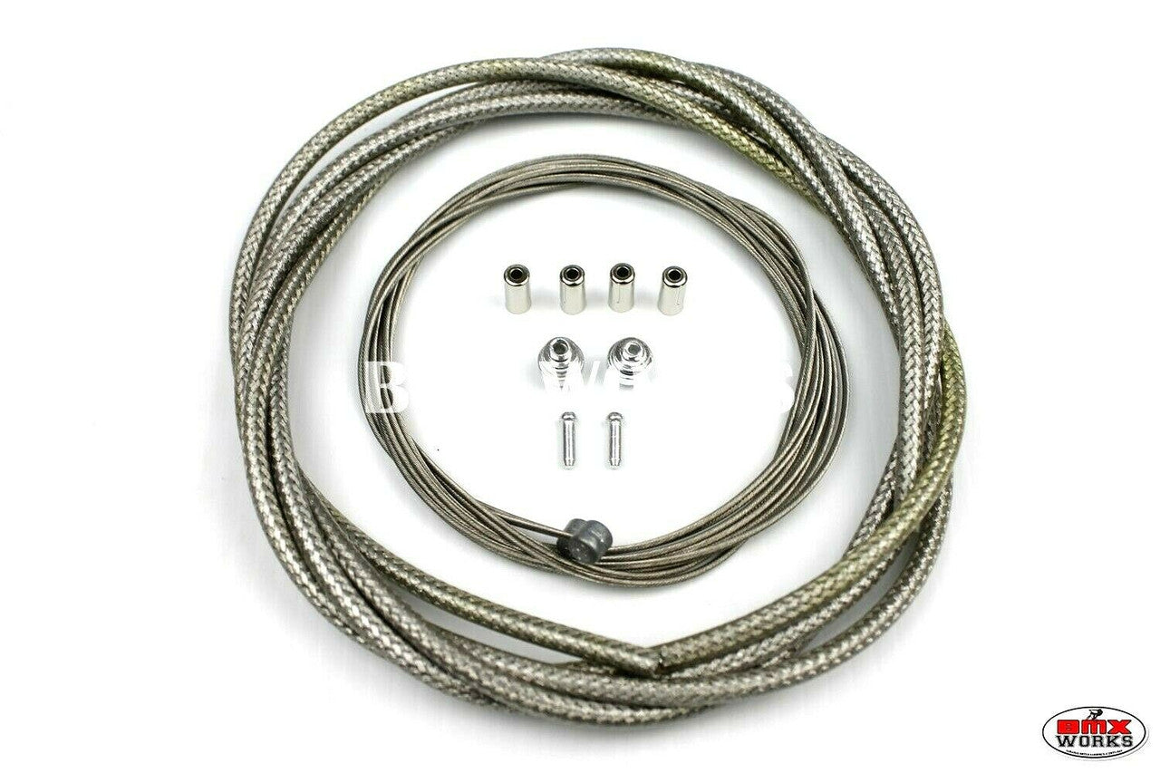 BMX Brake Cable Front & Rear Kit Braided Silver