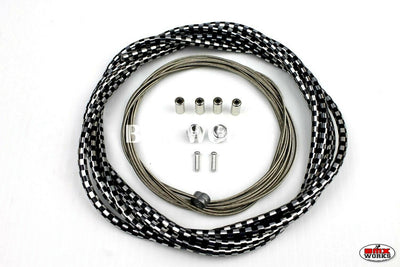 BMX Brake Cable Front & Rear Kit Checker Black & Chrome