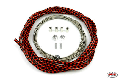 BMX Brake Cable Front & Rear Kit Checker Black & Red