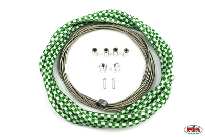 BMX Brake Cable Front & Rear Kit Checker Green & White