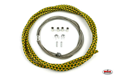 BMX Brake Cable Front & Rear Kit Checker Green & Yellow