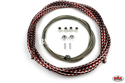 BMX Brake Cable Front & Rear Kit Checker Red & Chrome
