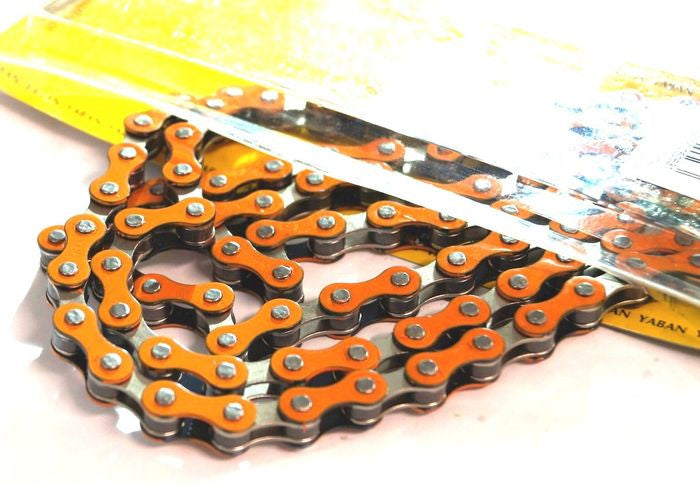 Yaban 1/2" x 1/8" x 112 Link Orange & Nickel Chain