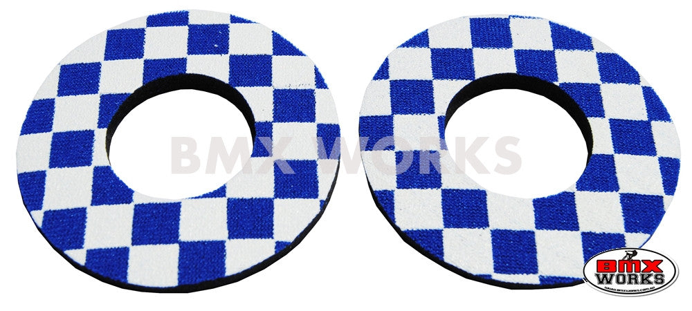 ProBMX Flite Style BMX Bicycle Foam Grip Donuts - Checker Blue & White