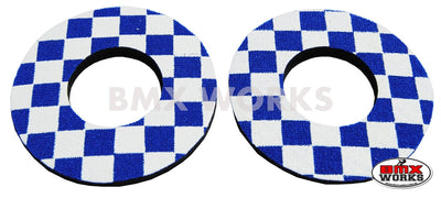 ProBMX Flite Style BMX Bicycle Foam Grip Donuts - Checker Blue & White